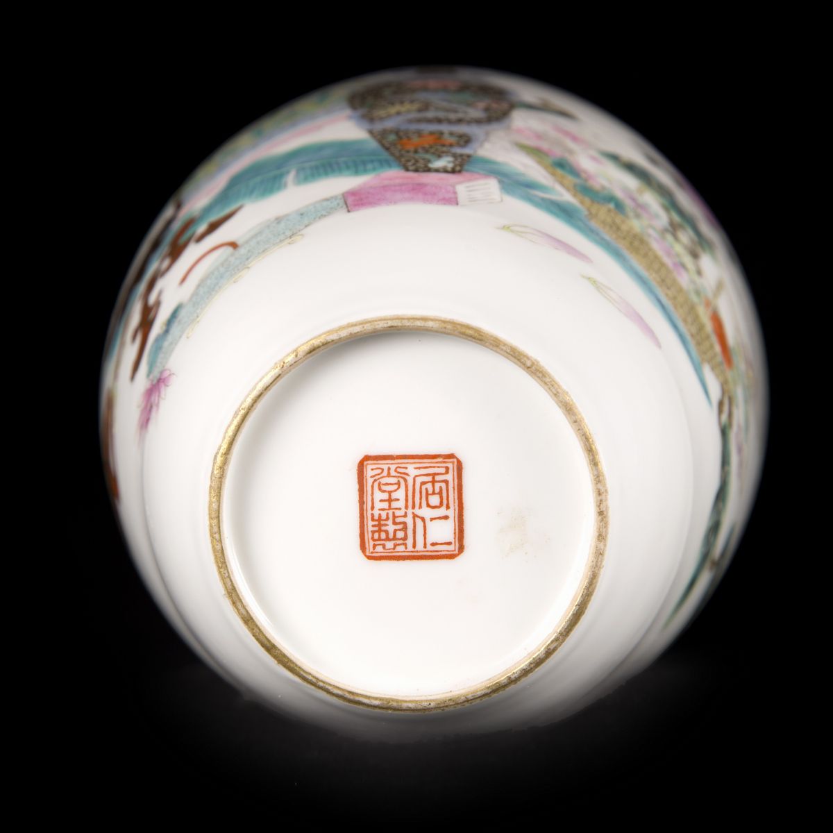 VASO IN PORCELLANA FAMIGLIA ROSA MARCATO JU REN TANG ZHI