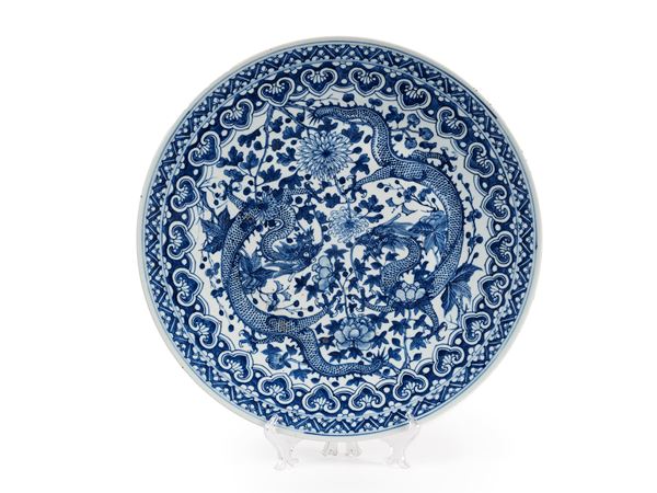 GRANDE PIATTO IN PORCELLANA BIANCO E BLU