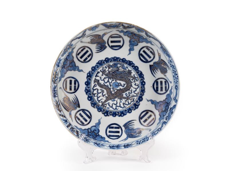 PIATTO IN PORCELLANA BIANCA BLU