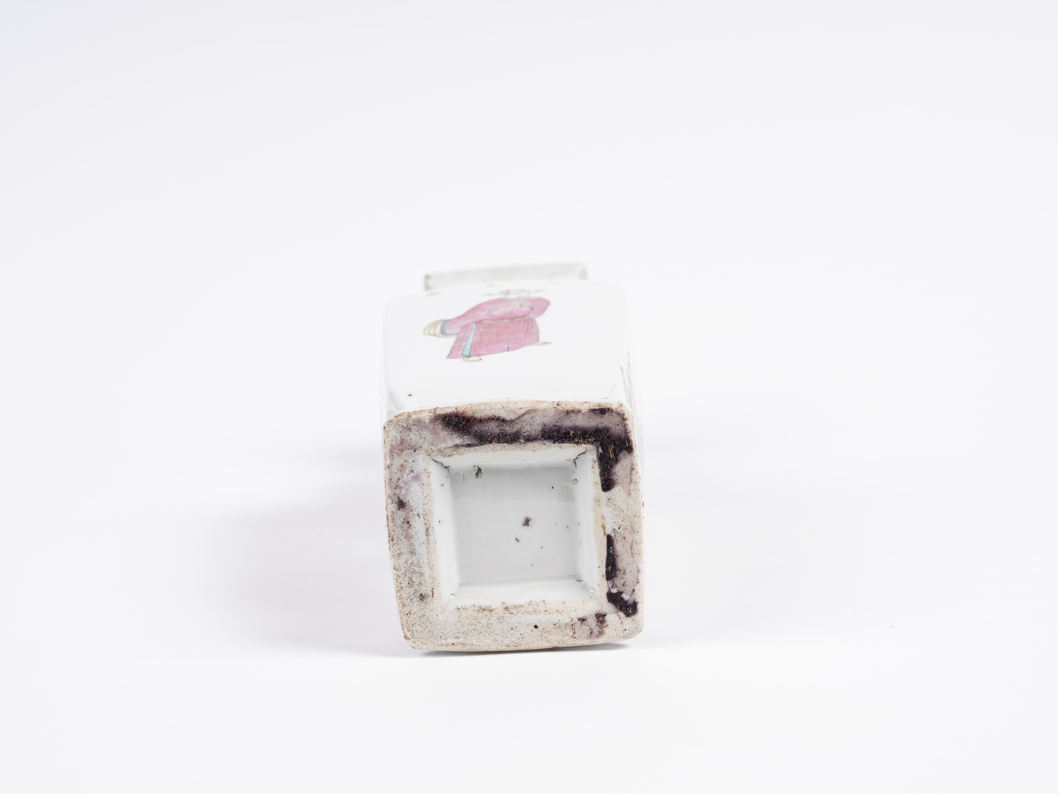 VASO IN PORCELLANA FAMIGLIA ROSA A COLONNA DI BALAUSTRA