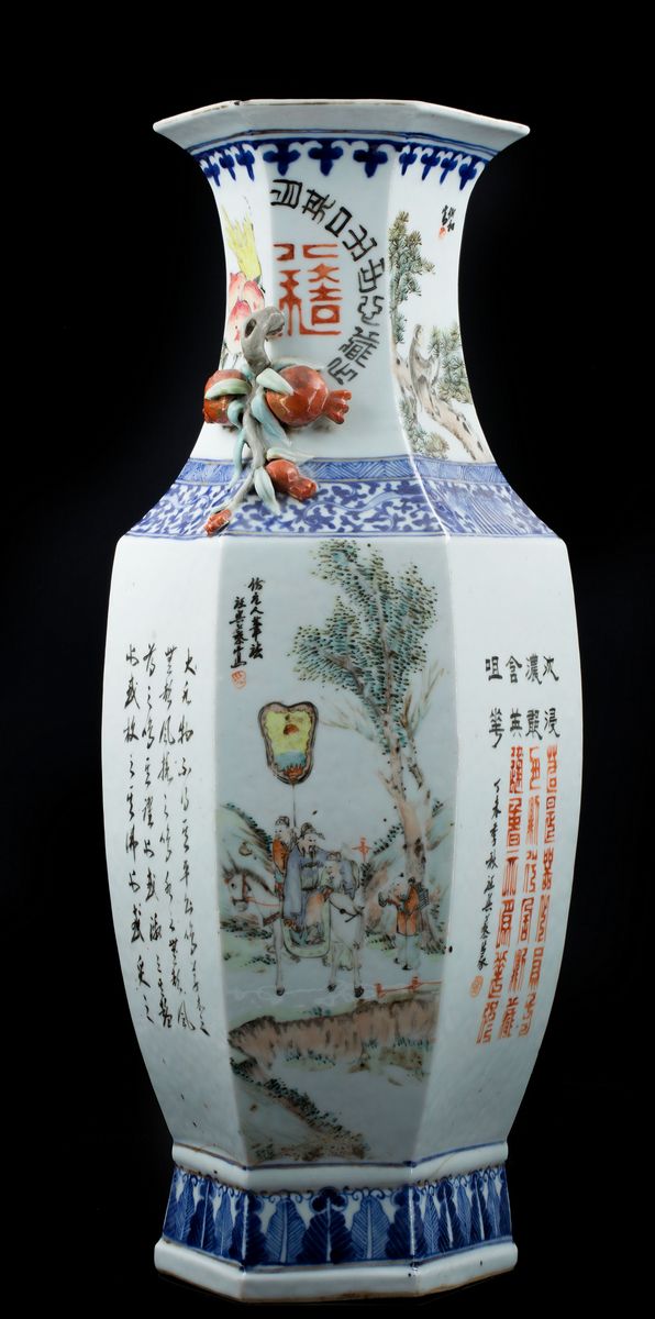 GRANDE VASO QIANJIANG ESAGONALE IN PORCELLANA