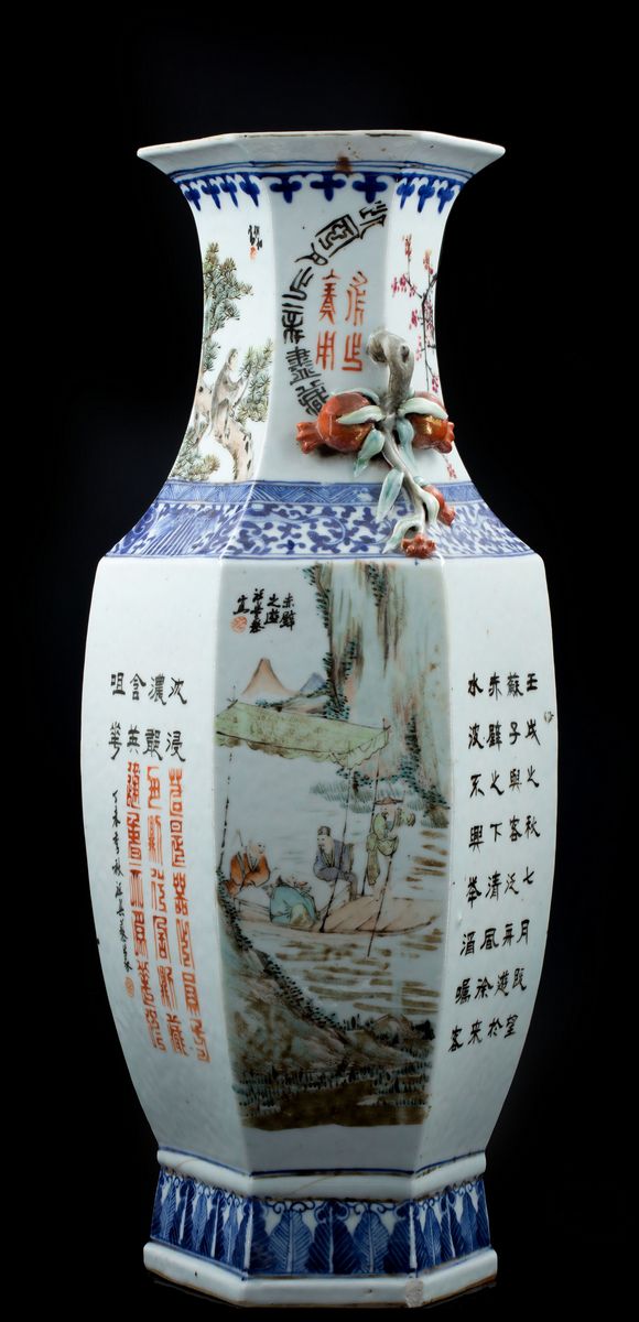 GRANDE VASO QIANJIANG ESAGONALE IN PORCELLANA