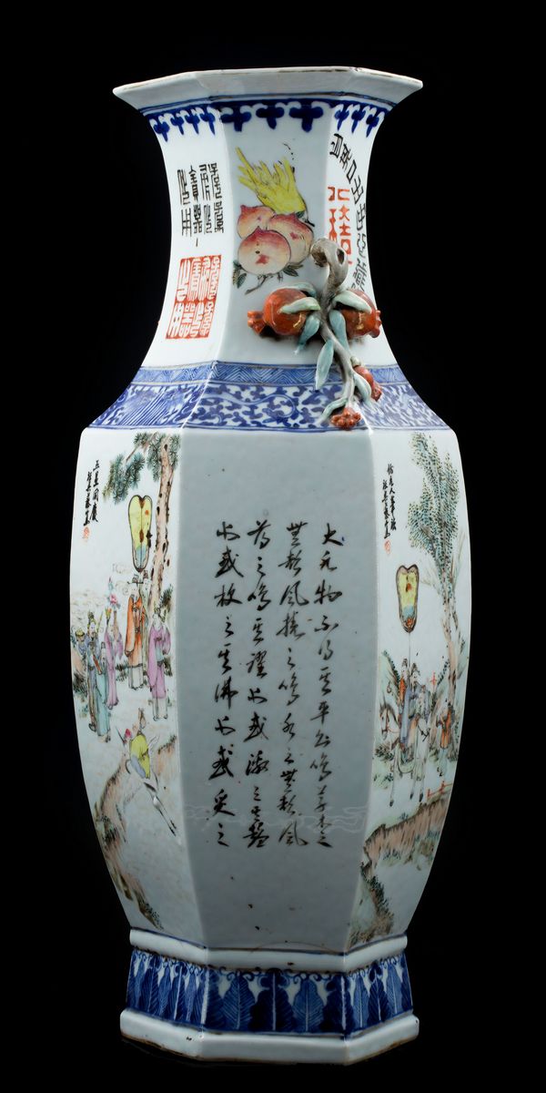 GRANDE VASO QIANJIANG ESAGONALE IN PORCELLANA