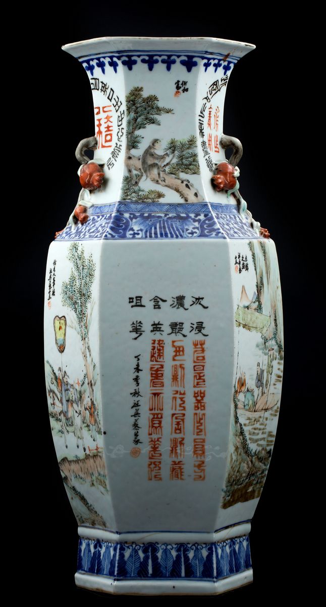 GRANDE VASO QIANJIANG ESAGONALE IN PORCELLANA