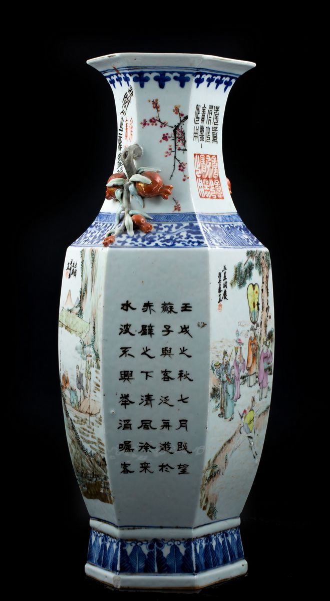 GRANDE VASO QIANJIANG ESAGONALE IN PORCELLANA