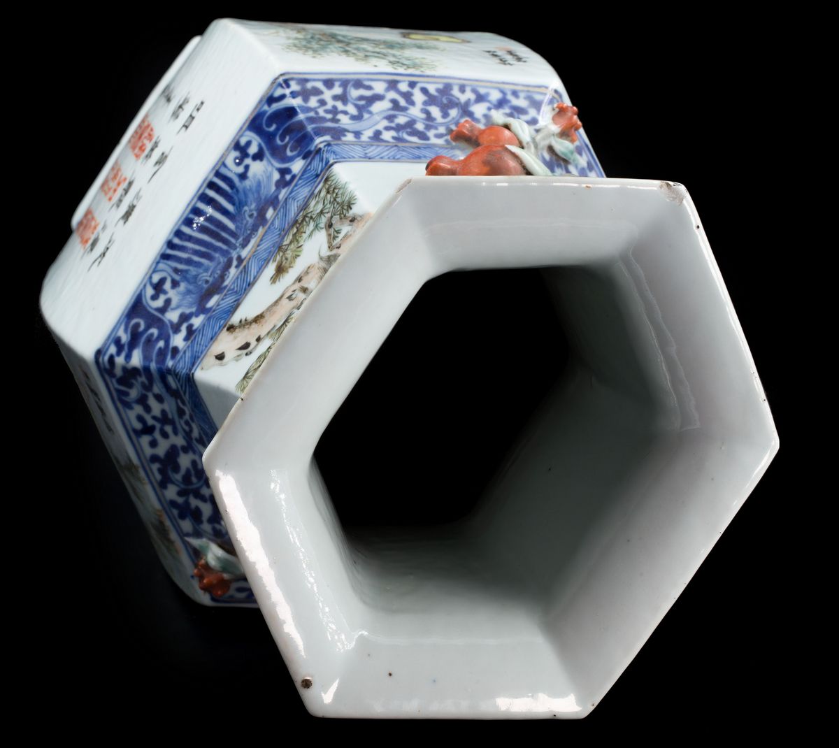 GRANDE VASO QIANJIANG ESAGONALE IN PORCELLANA