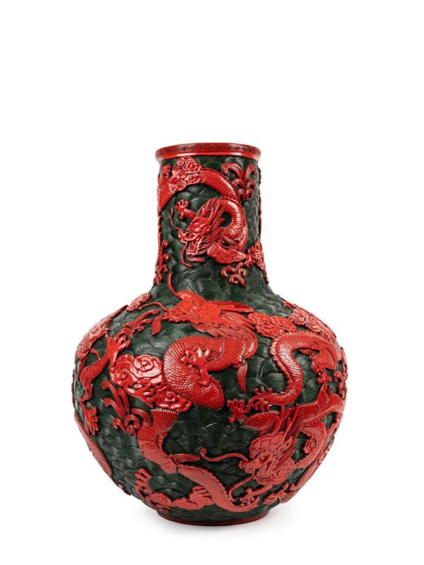 A LARGE CINNABAR-LACQUER VASE