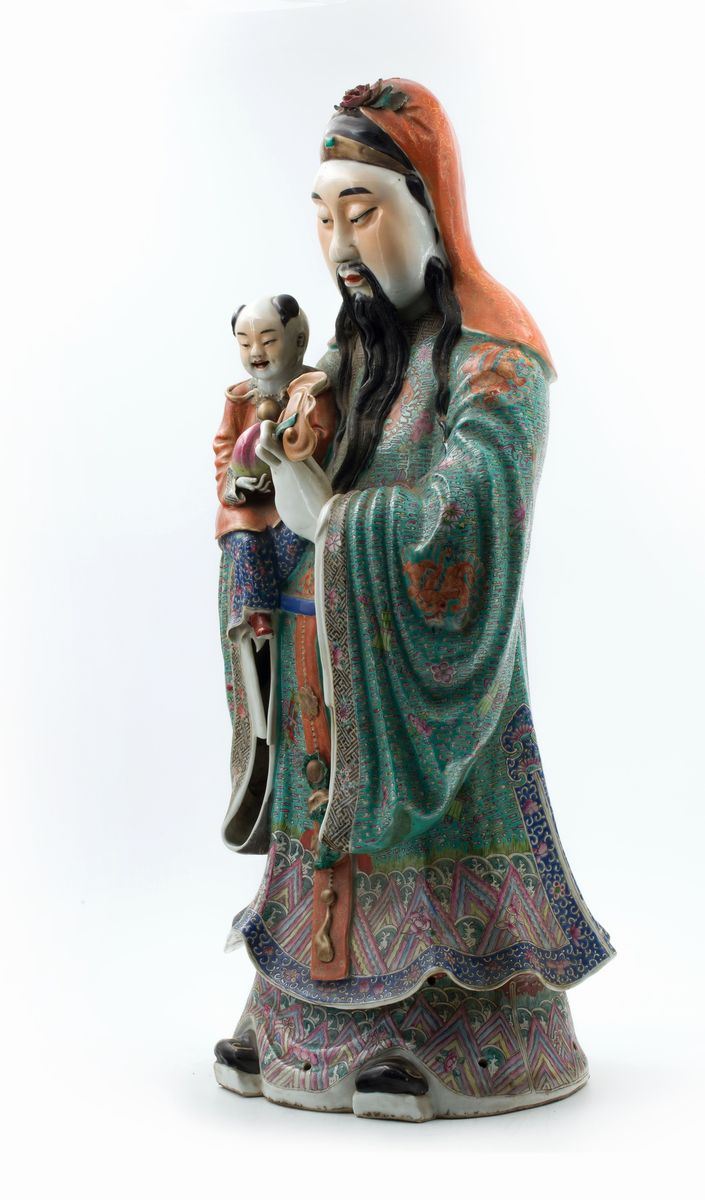 GRANDE FIGURA IN PORCELLANA MARCATA MAO JISENG ZAO