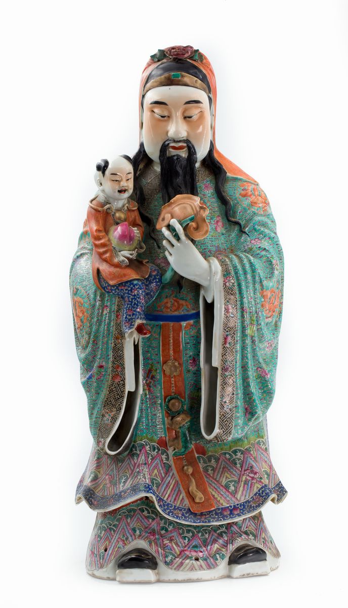 GRANDE FIGURA IN PORCELLANA MARCATA MAO JISENG ZAO