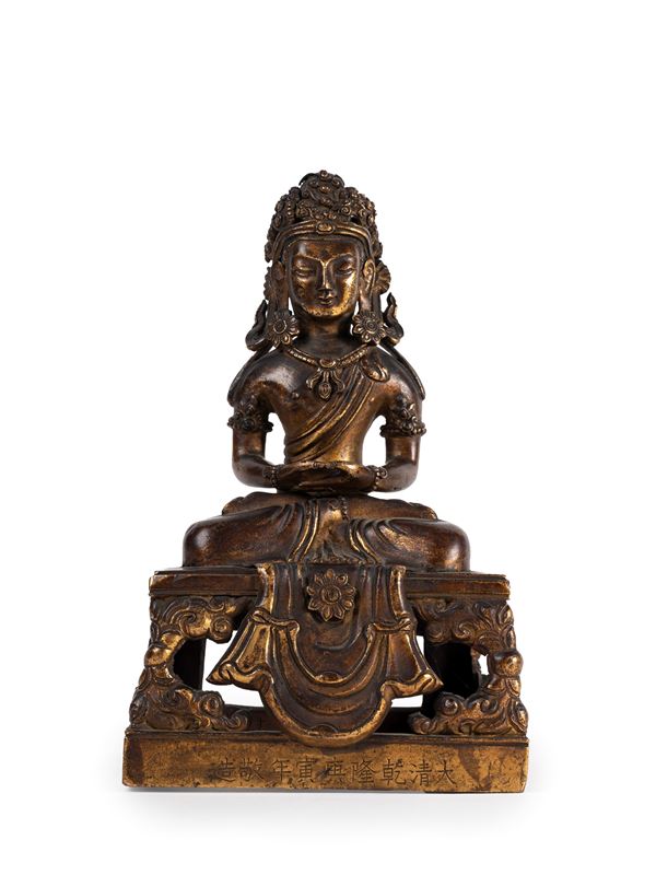 BUDDHA AMITAYUS IN BRONZO DORATO