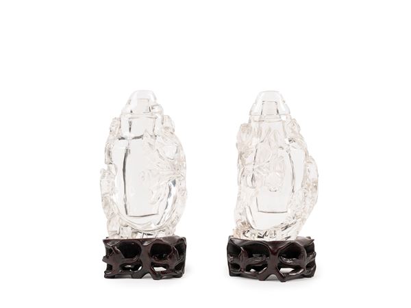 A PAIR OF CRYSTAL ROCK VASES