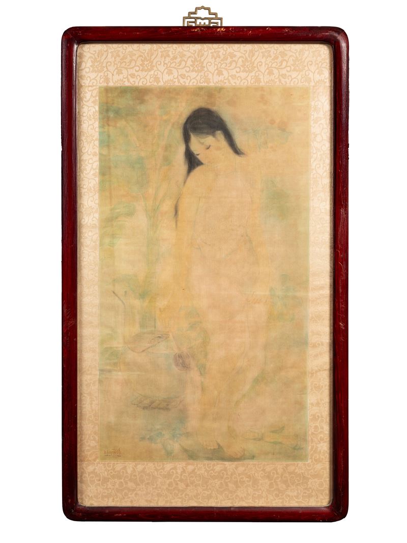 Dipinto su Seta Firmato Nguyen Thi