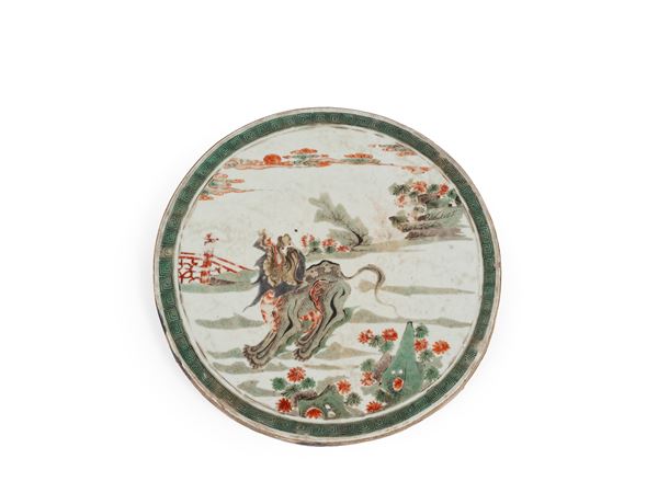 A FAMILLE VERTE PORCELAIN PLAQUE 