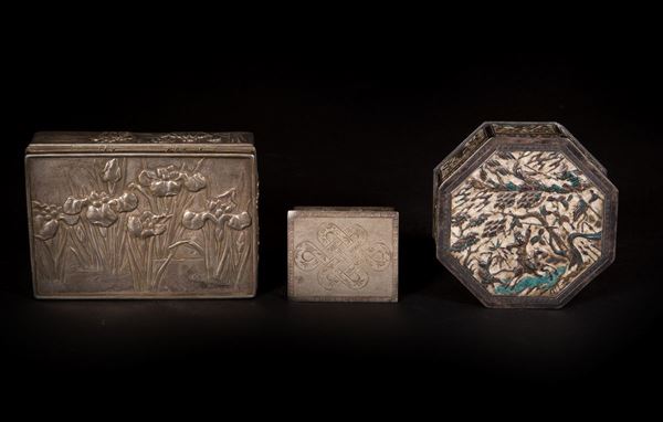 TRE SCATOLE IN ARGENTO  (TRE SCATOLE IN ARGENTO)  - Asta Fine Asian Art - Marcopolo srl - Marcopolo Asian Art Auction Milano