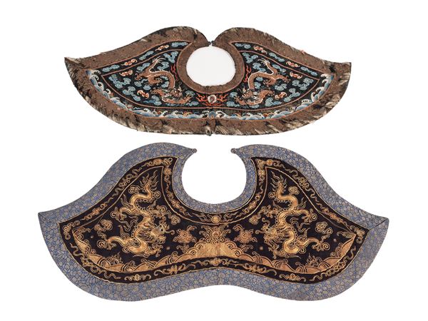 TWO EMBROIDERED SILK COLLAR