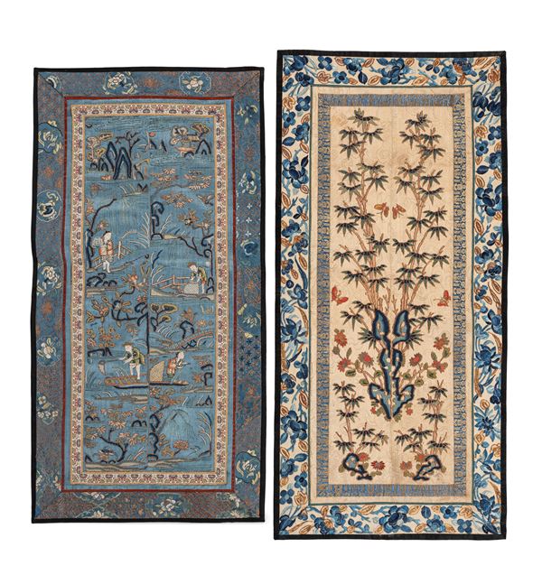 TWO EMBROIDERY ON SILK