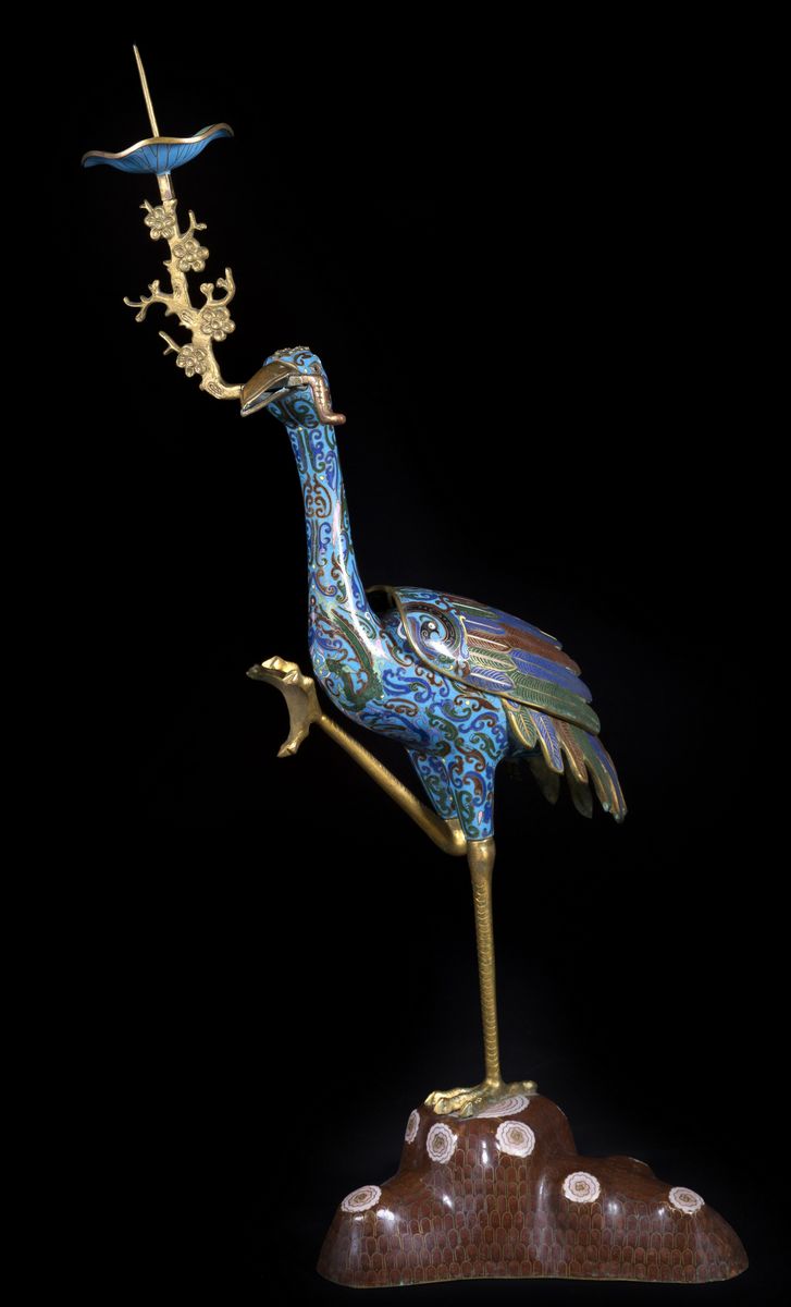 Cina, DUE CANDELABRI IN CLOISONNÉ