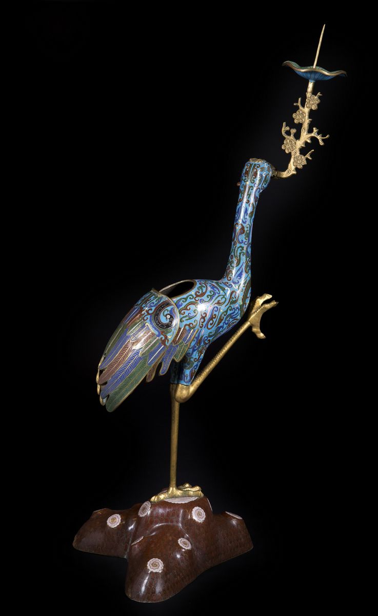 Cina, DUE CANDELABRI IN CLOISONNÉ