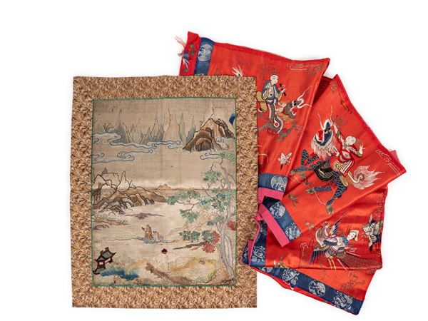 TWO EMBROIDERY ON SILK