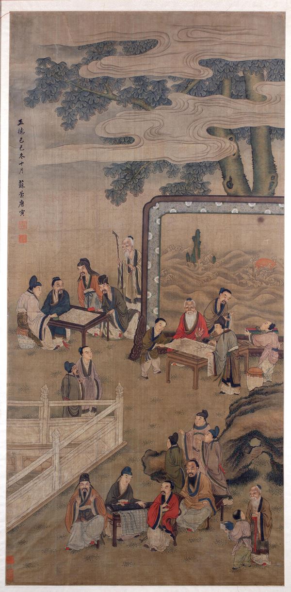 LANDSCAPE PAINTING WITH SCENE OF LIFE  ( China, 19th century)  - Auction Fine Asian Art - Marco Polo Auctions - Asian Art Auctions Milano