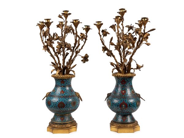 TWO CLOISONNÉ VASES