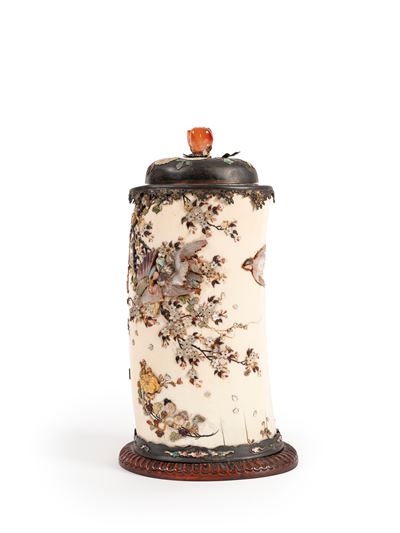 ☼vaso Shybayama in Avorio con Coperchio