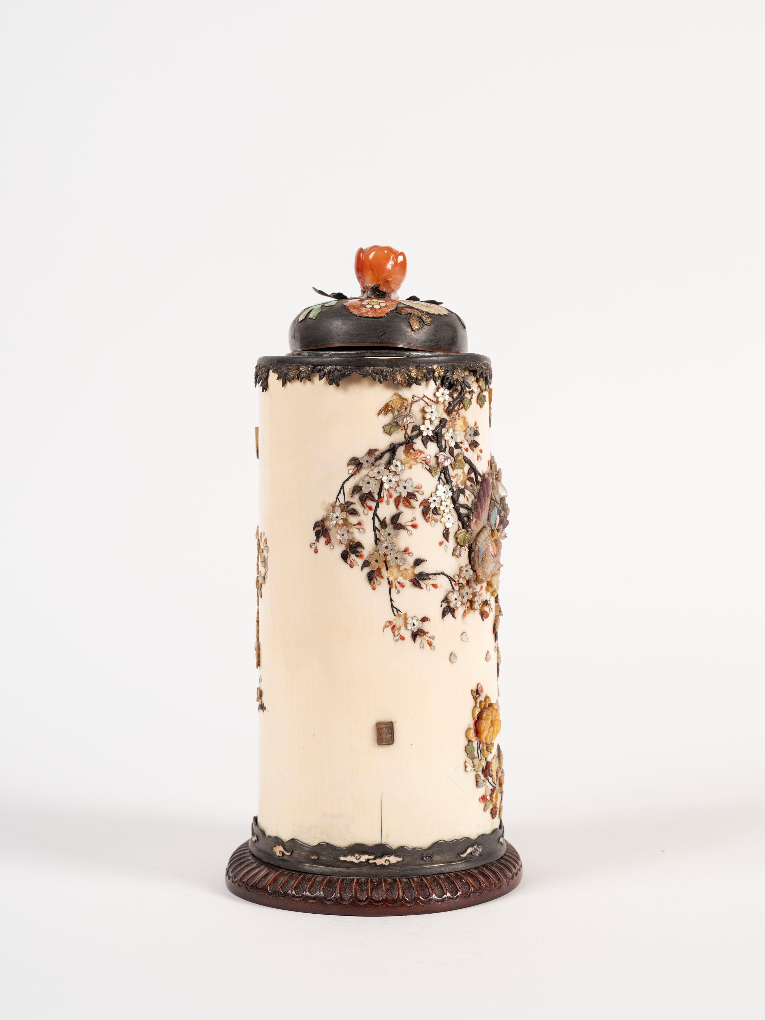 ☼vaso Shybayama in Avorio con Coperchio