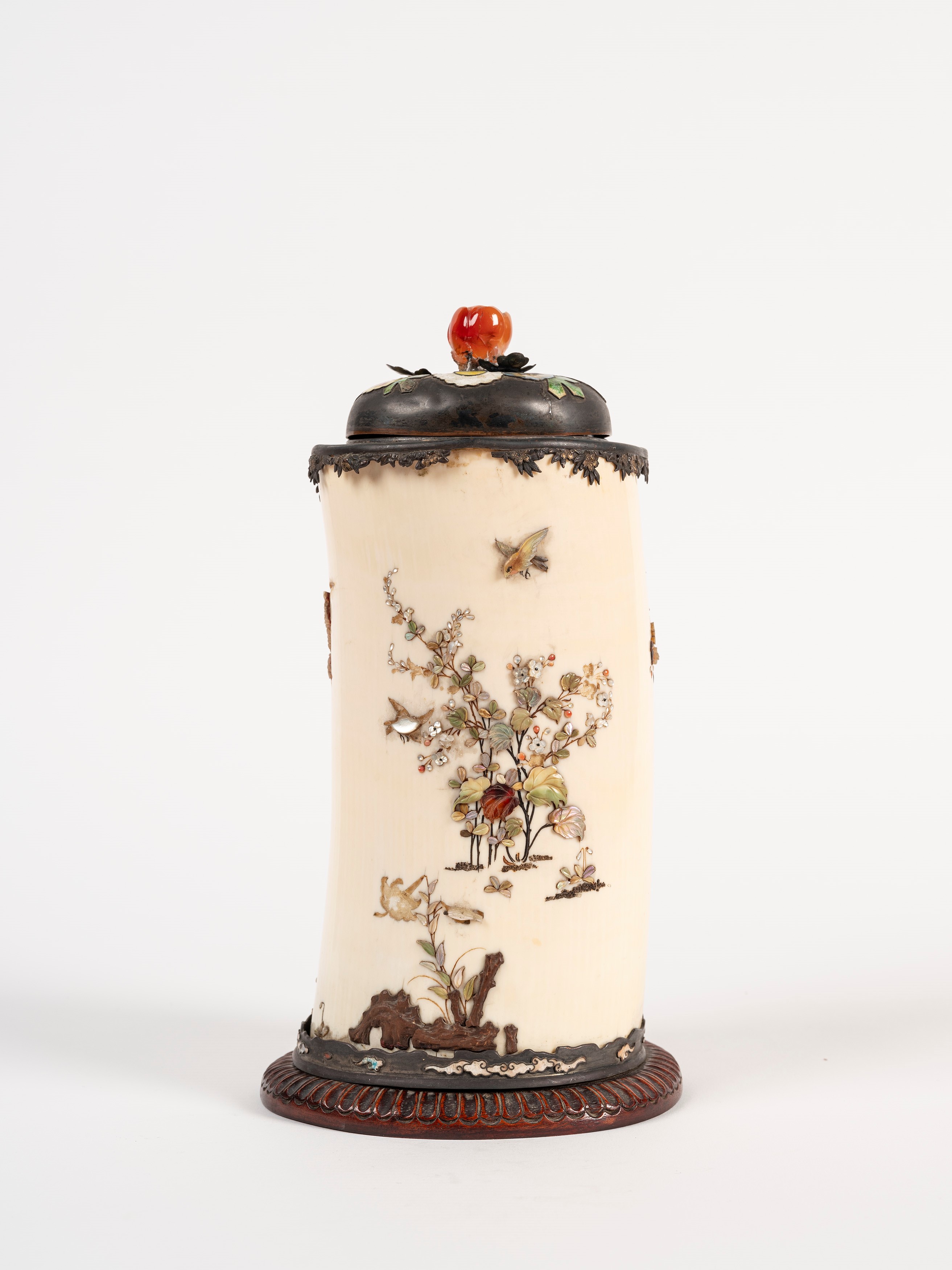☼vaso Shybayama in Avorio con Coperchio