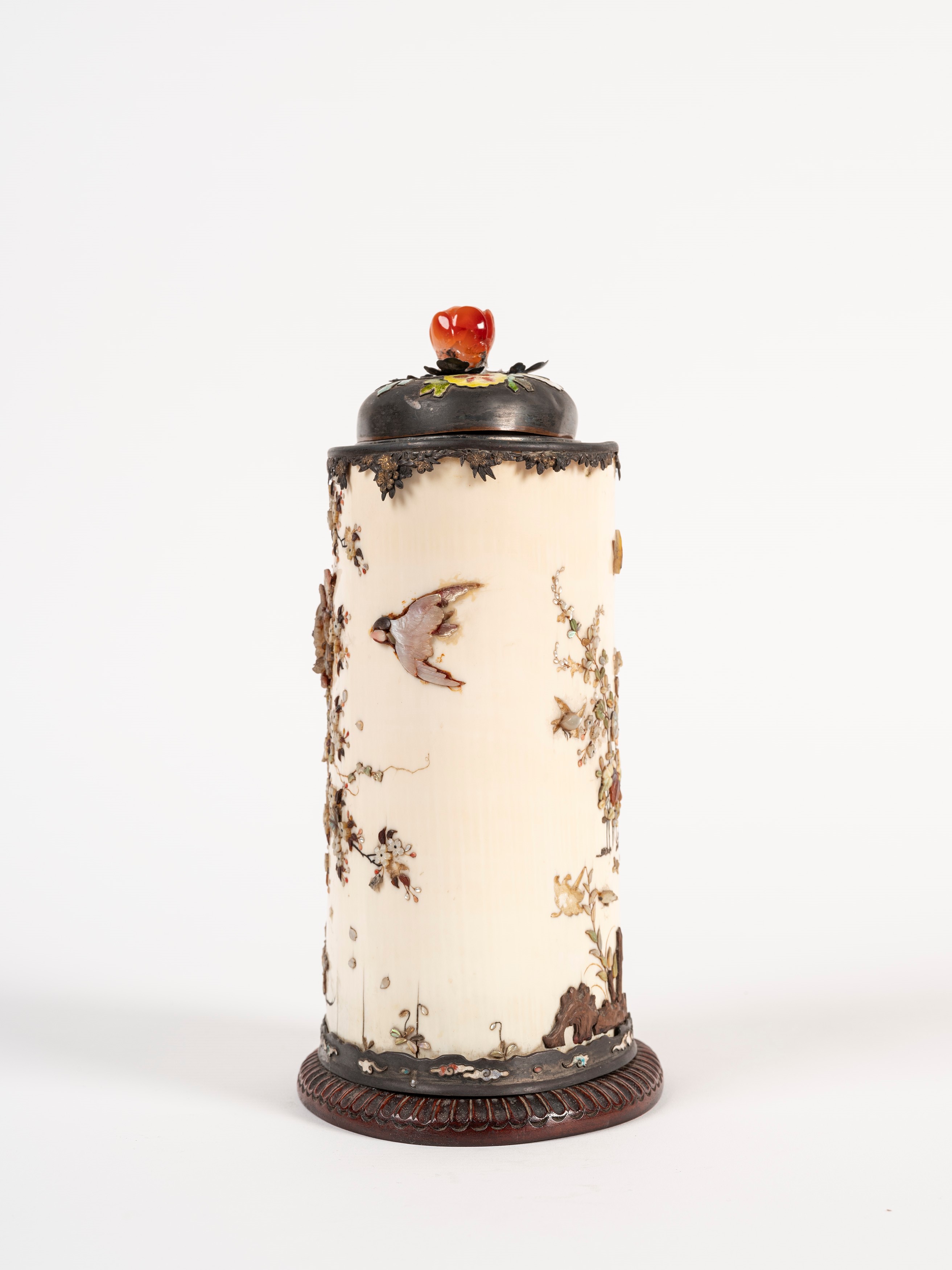 ☼vaso Shybayama in Avorio con Coperchio