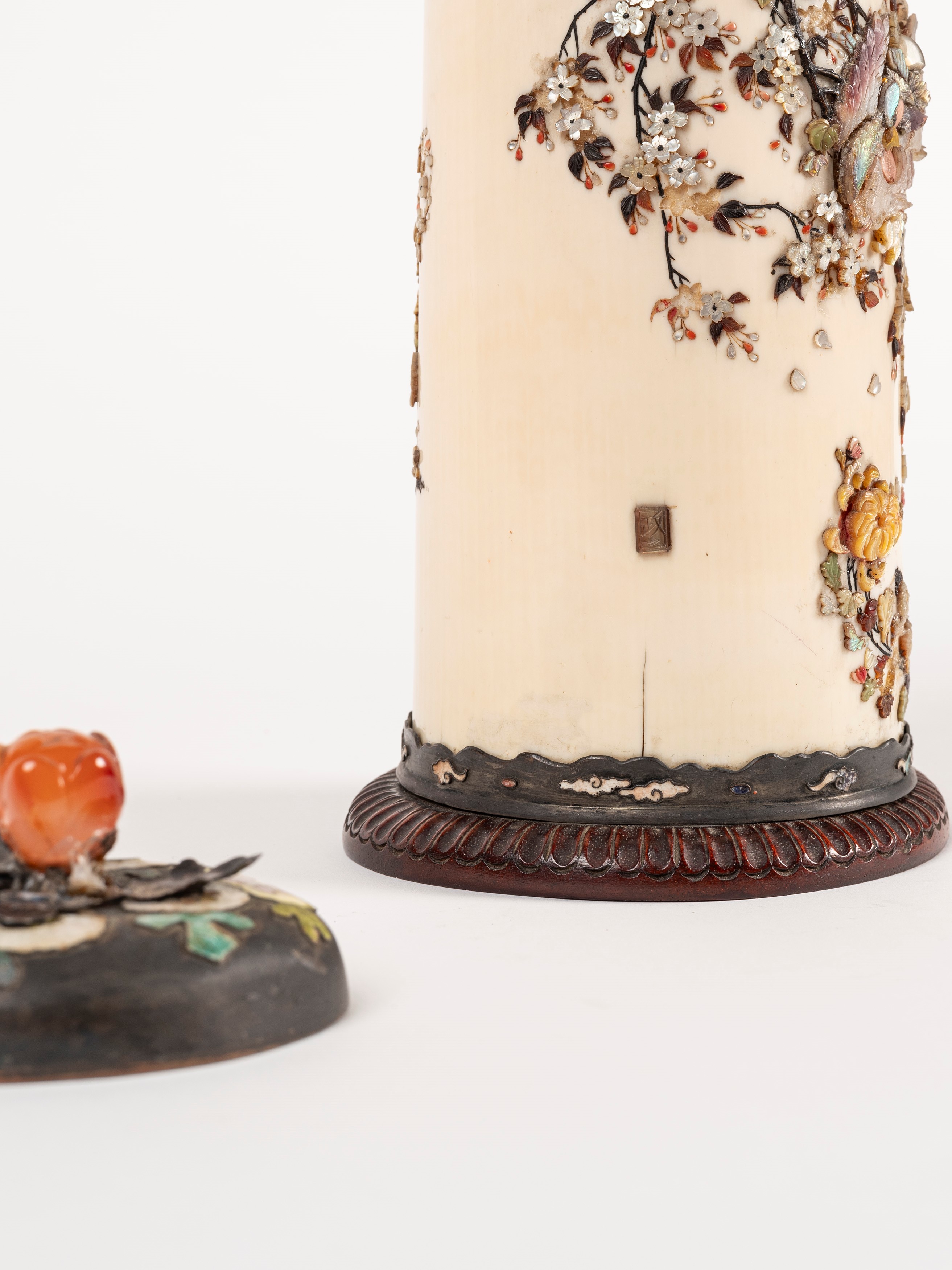 ☼vaso Shybayama in Avorio con Coperchio