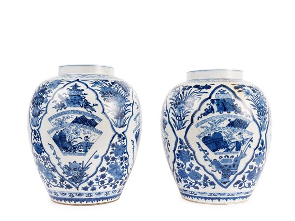 TWO BLUE AND WHITE PORCELAIN VASES