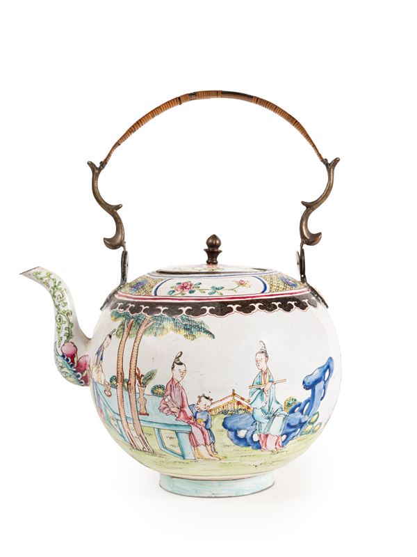 PAINTED ENAMEL TEA-KETTLE