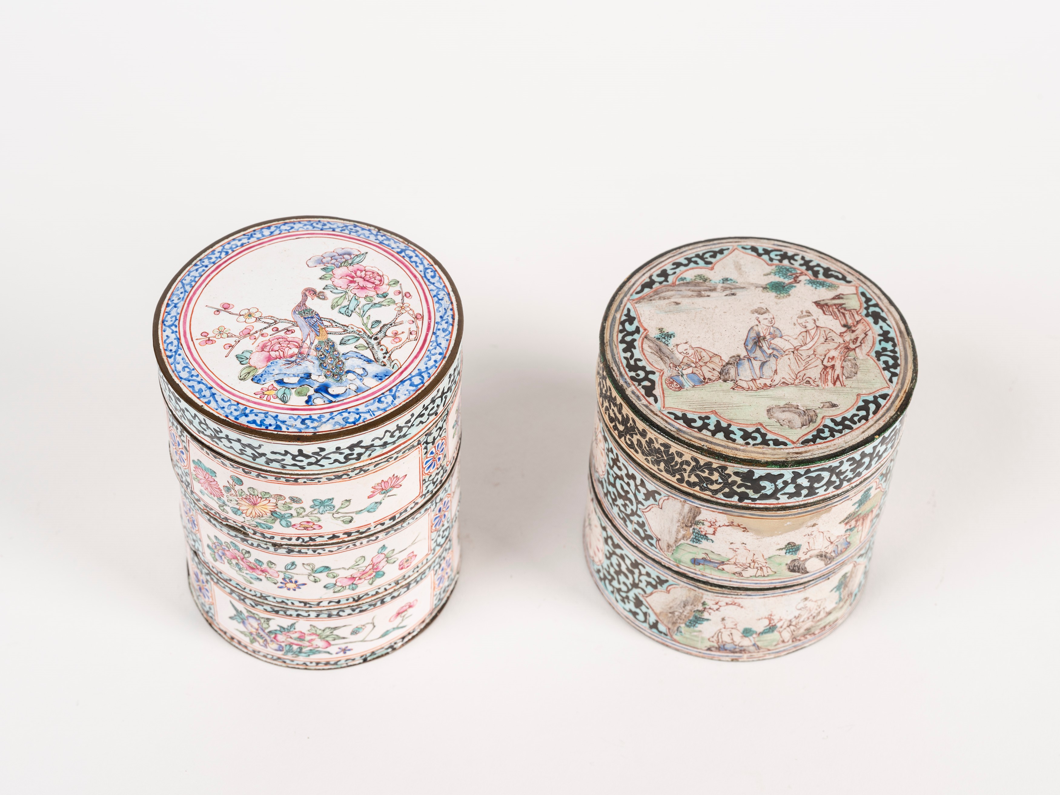 DUE SCATOLE IN RAME SMALTATO