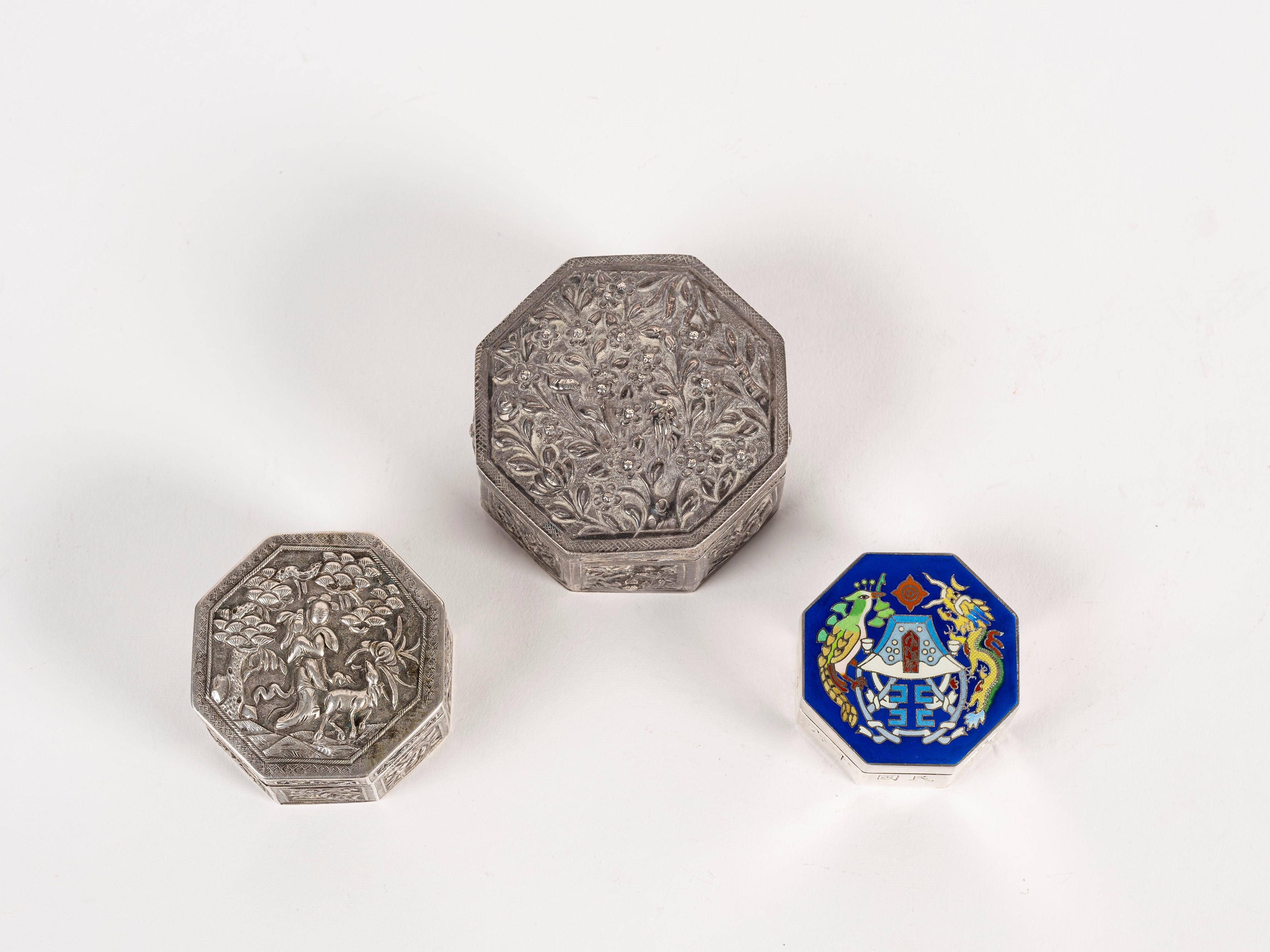 TRE SCATOLINE IN ARGENTO