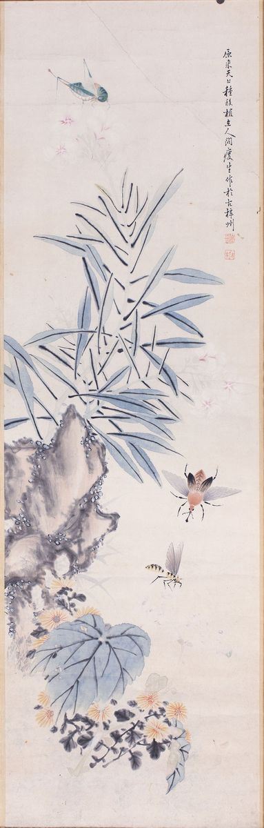  DIPINTO RAFFIGURANTE FIORI GIALLI   (Cina, XIX-XX secolo)  - Asta Fine Asian Art - Marcopolo srl - Marcopolo Asian Art Auction Milano
