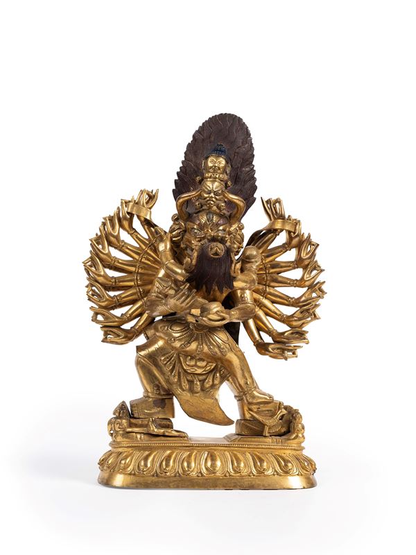 A GILT-BRONZE FIGURE OF YAMANTAKA AND VAJRABHAIRAVA