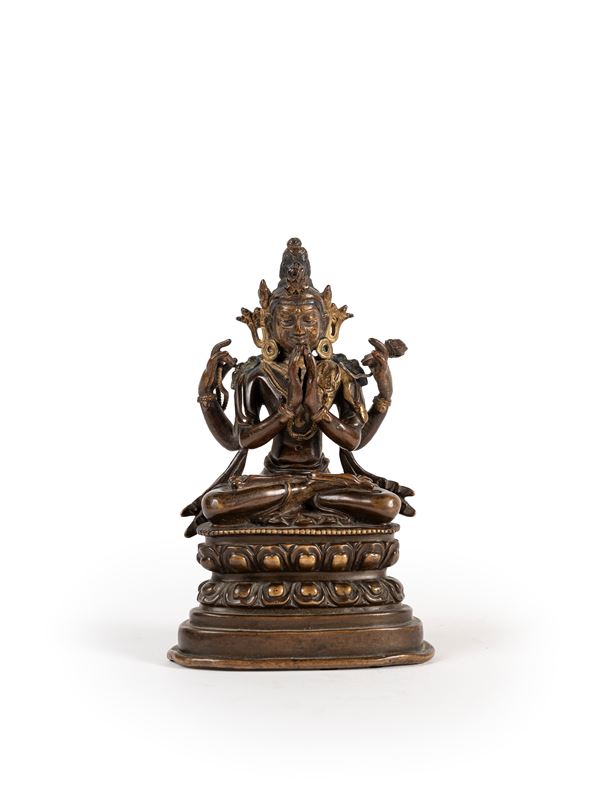 A GILT-BRONZE FIGURE OF SHADAKSHARI LOKESHVARA