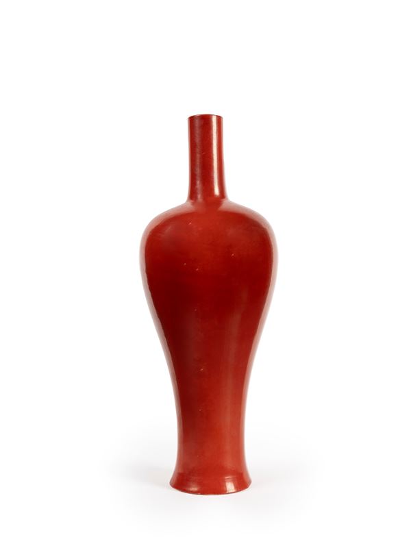 A CORAL-RED PORCELAIN VASE