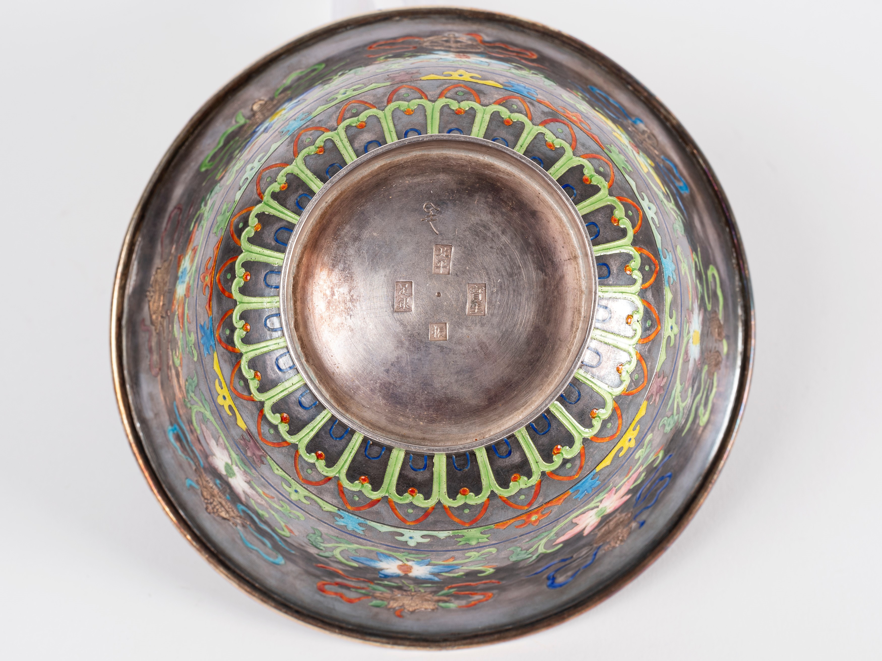 COPPA E PIATTINO IN ARGENTO SMALTATO