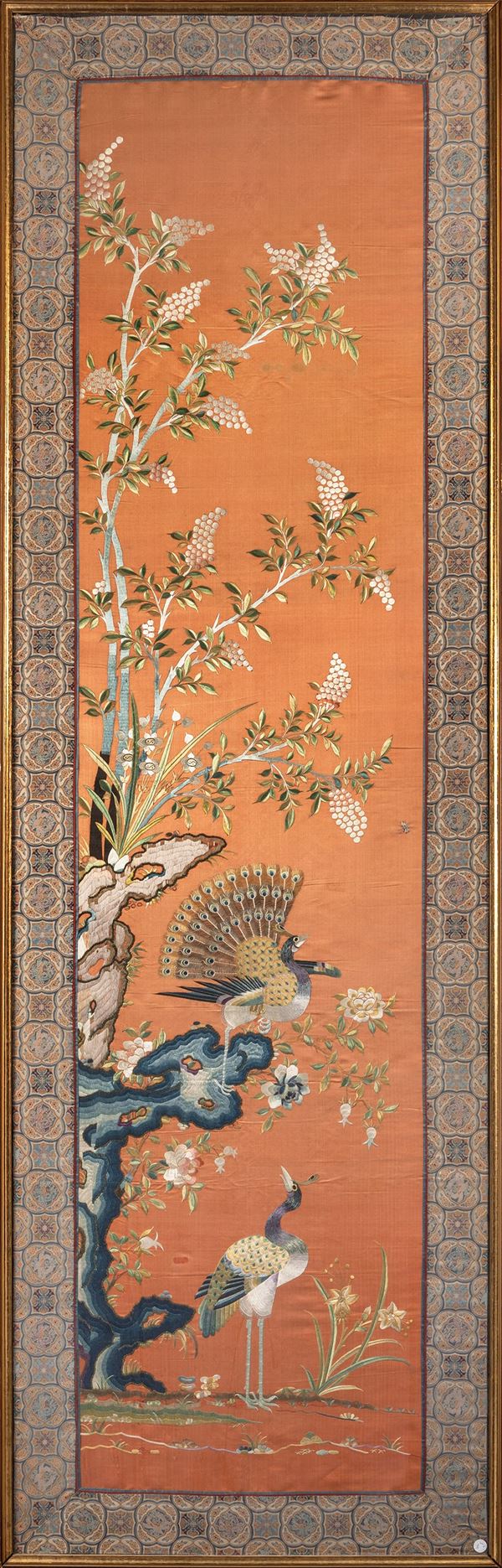 A LARGE SILK EMBROIDERY