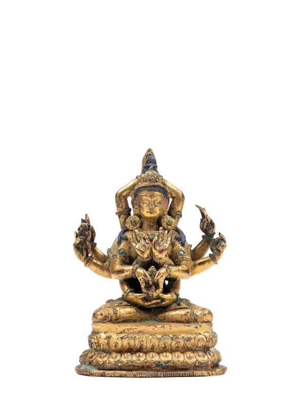 RARA FIGURA IN BRONZO DORATO