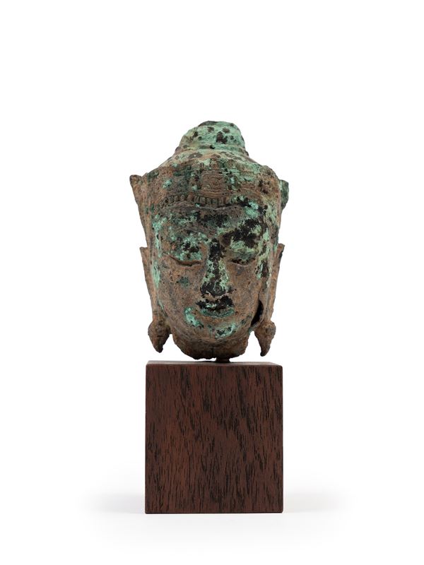 TESTA DI BUDDHA IN BRONZO