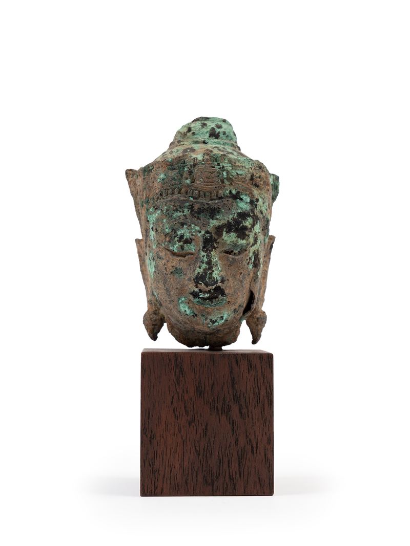 TESTA DI BUDDHA IN BRONZO