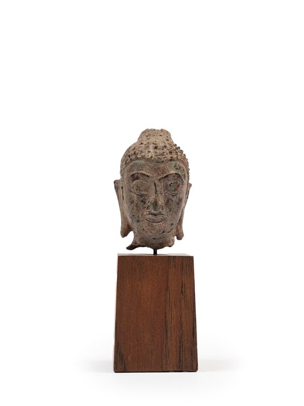 TESTA DI BUDDHA IN BRONZO