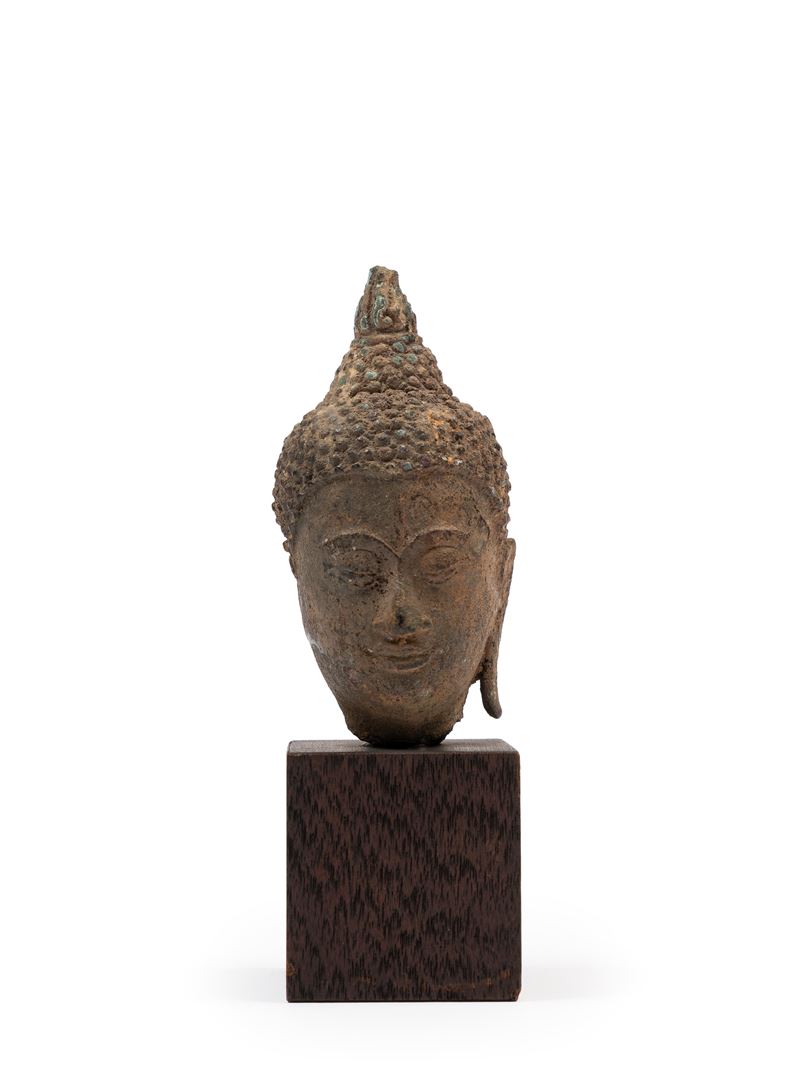 TESTA DI BUDDHA IN BRONZO