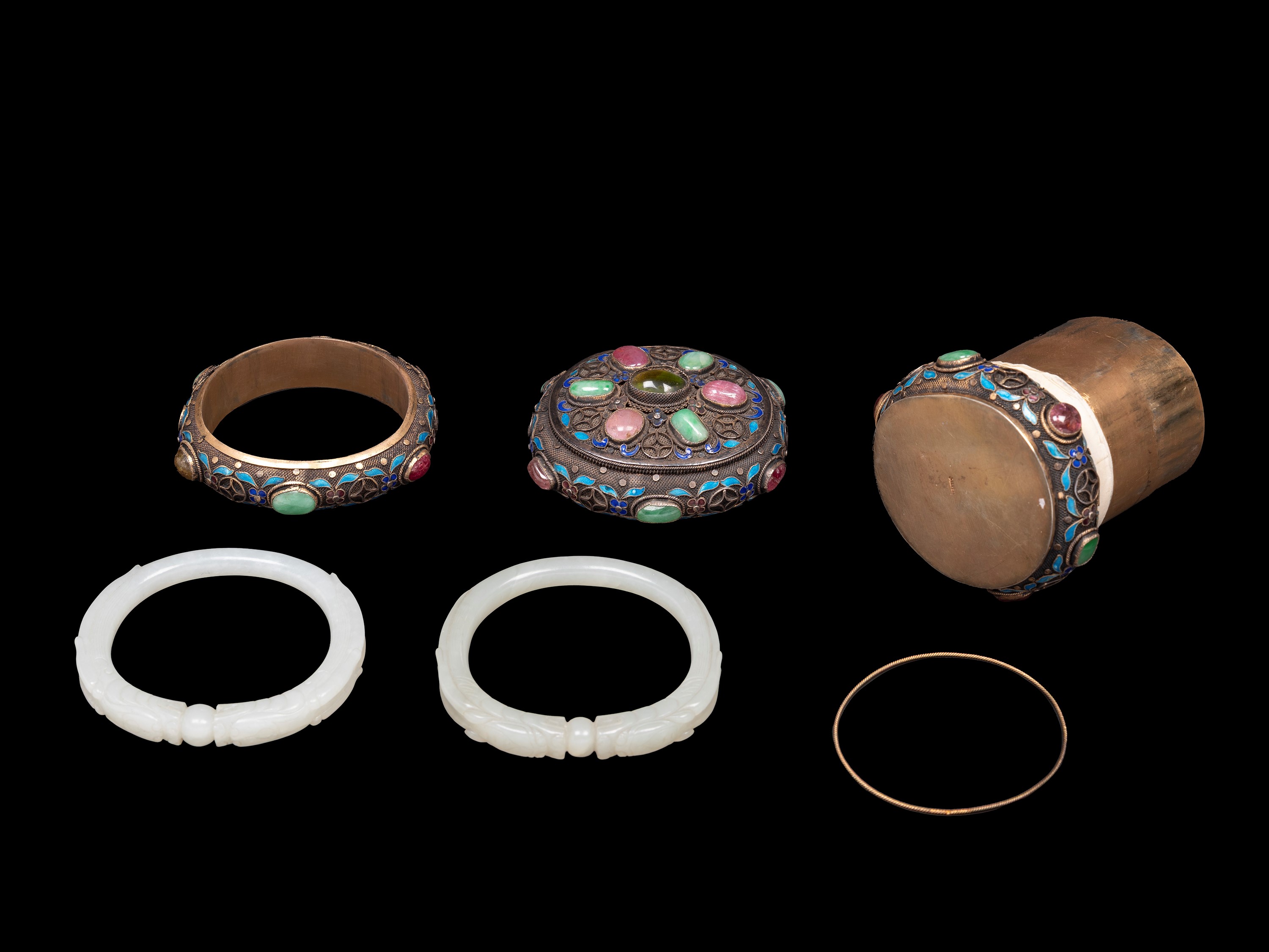 SCATOLA IN ARGENTO GIADA E PIETRE DURE