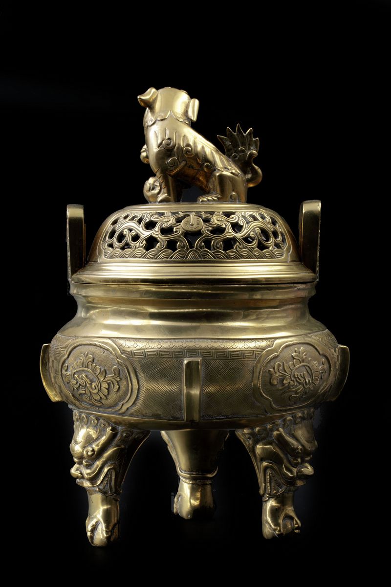 GRANDE BRUCIA INCENSO IN BRONZO