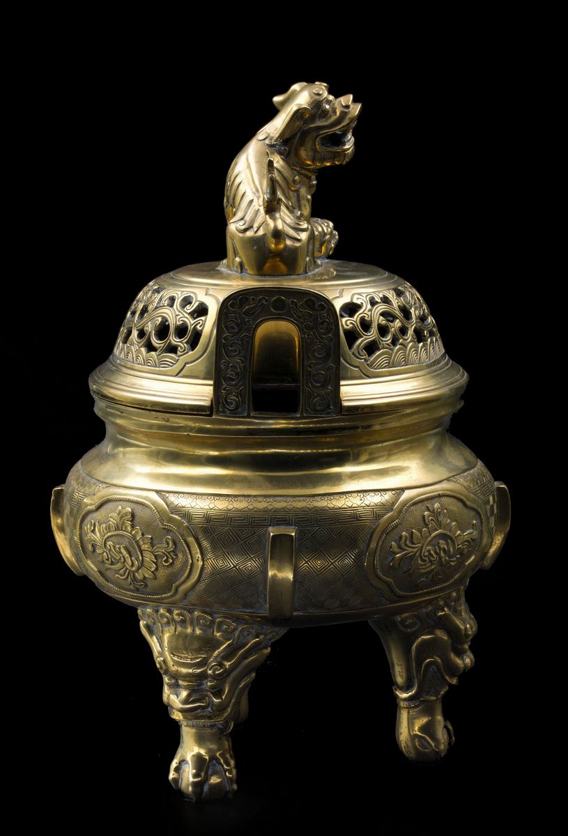 GRANDE BRUCIA INCENSO IN BRONZO