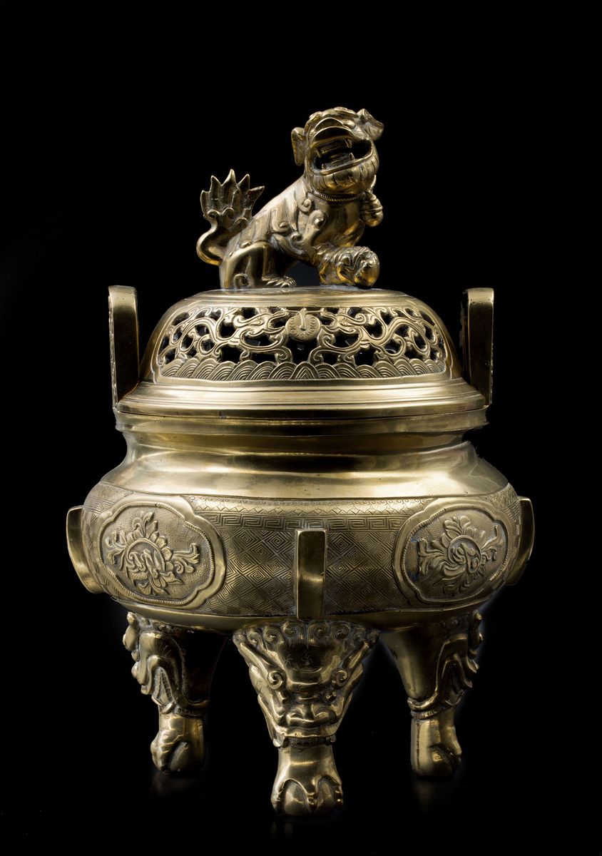 GRANDE BRUCIA INCENSO IN BRONZO