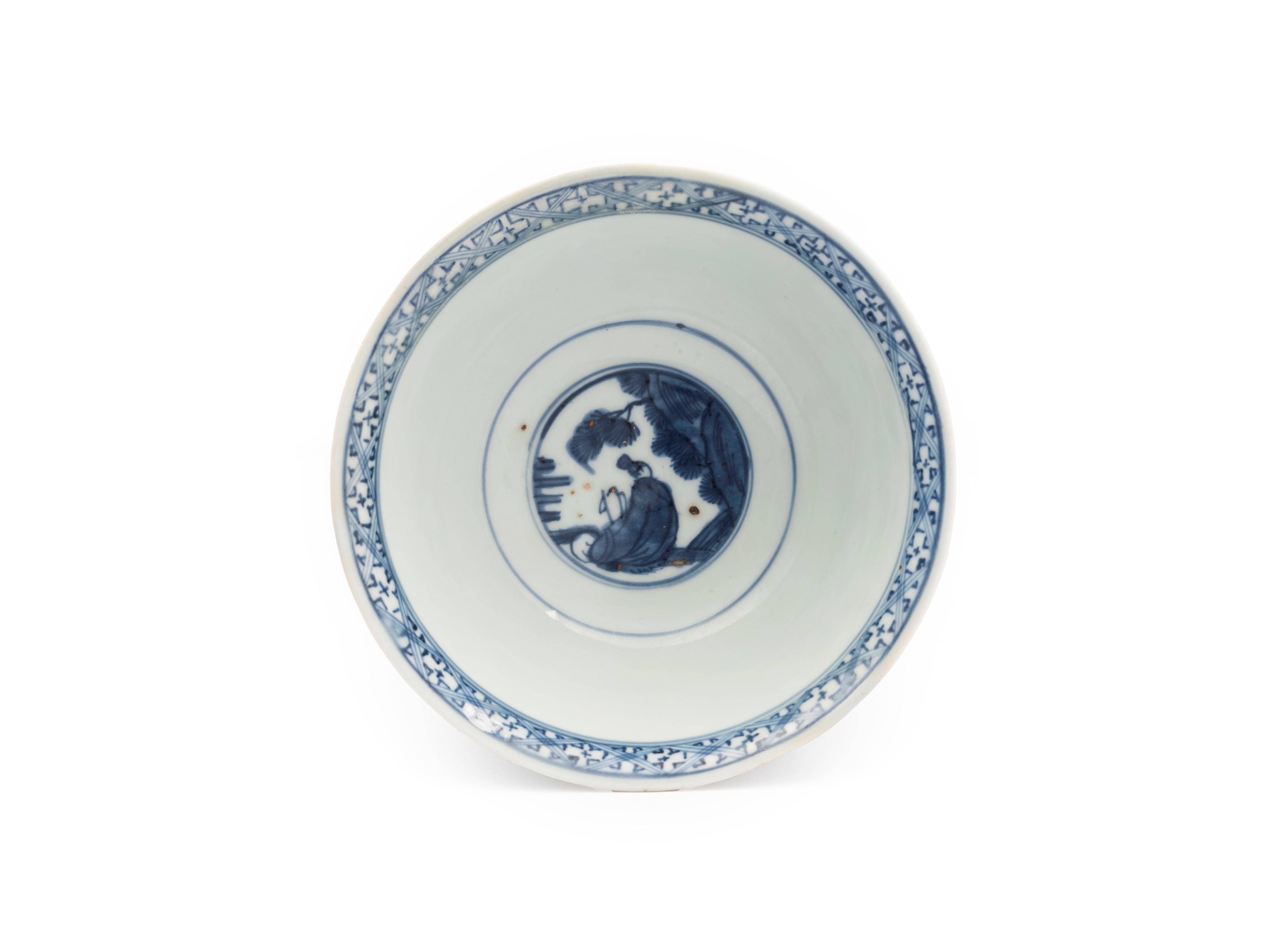 COPPA A STELO IN PORCELLANA BIANCA E BLU